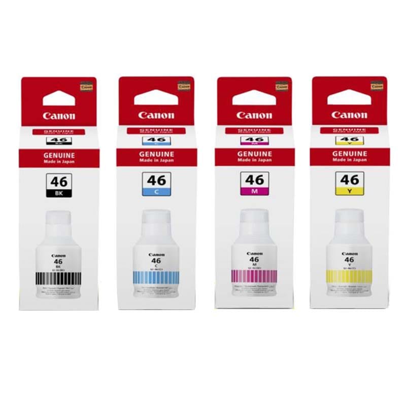 Pack Encre Canon GI-46 Originale Noir Cyan Magenta Jaune pour imprimantes Canon MAXIFY